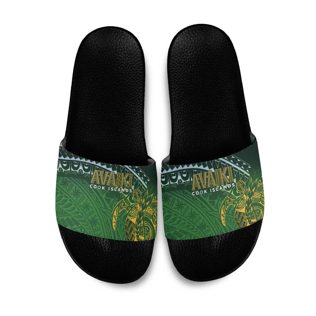 Cook Islands Rugby Kuki Avaiki Slide Sandals Tribal Turtle - Aussie Hoodie