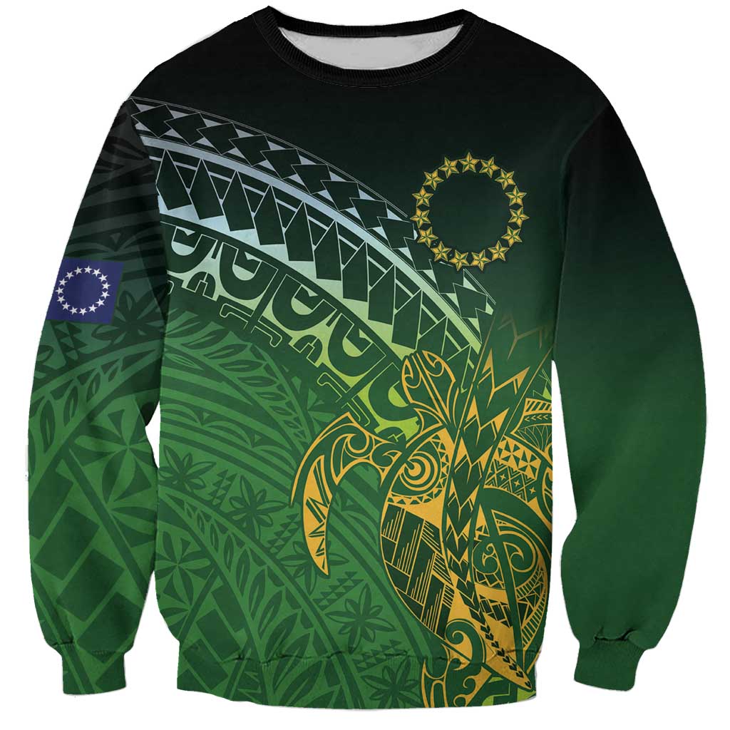 Cook Islands Rugby Kuki Avaiki Sweatshirt Tribal Turtle - Aussie Hoodie