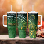 Cook Islands Rugby Kuki Avaiki Tumbler With Handle Tribal Turtle - Aussie Hoodie