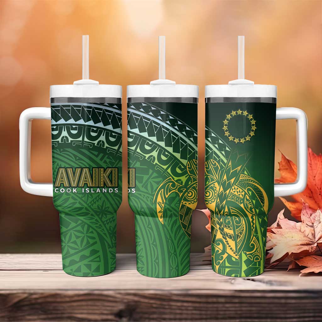 Cook Islands Rugby Kuki Avaiki Tumbler With Handle Tribal Turtle - Aussie Hoodie
