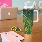 Cook Islands Rugby Kuki Avaiki Tumbler With Handle Tribal Turtle - Aussie Hoodie