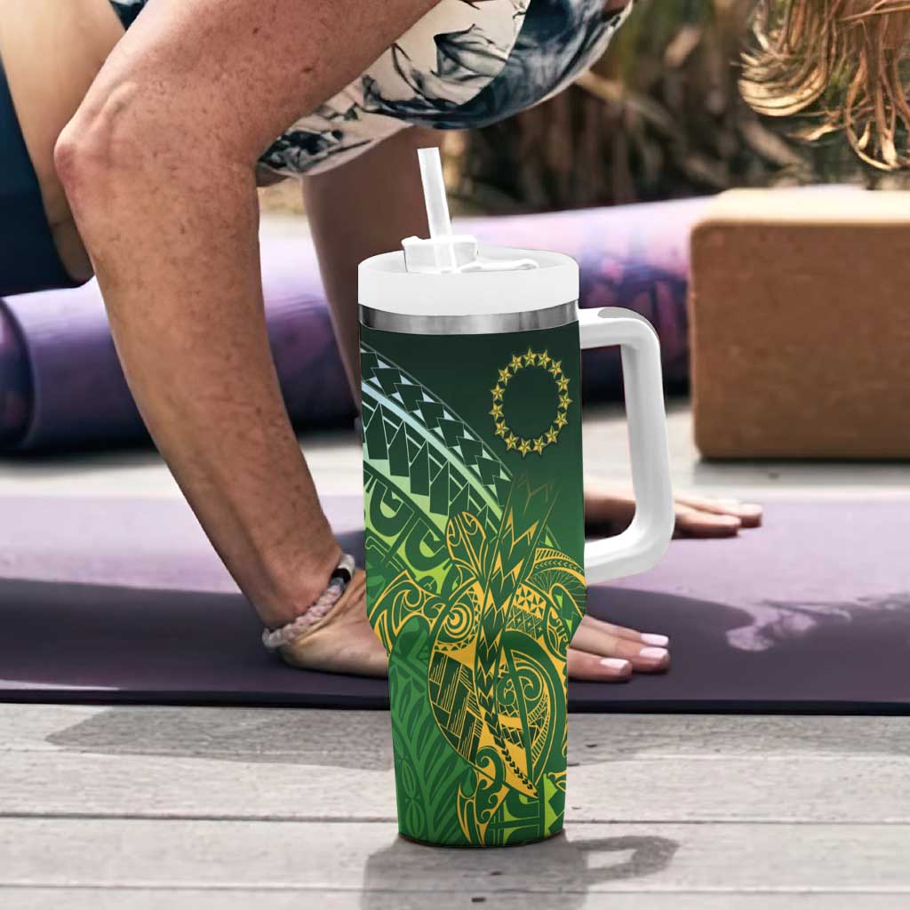 Cook Islands Rugby Kuki Avaiki Tumbler With Handle Tribal Turtle - Aussie Hoodie