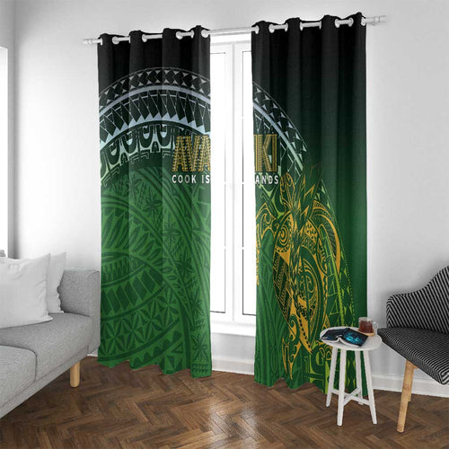 Cook Islands Rugby Kuki Avaiki Window Curtain Tribal Turtle - Aussie Hoodie