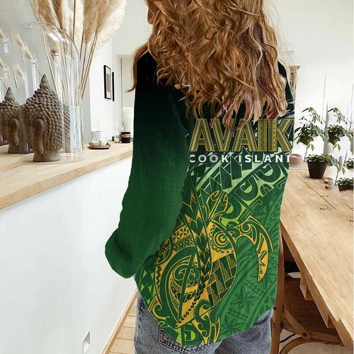 Cook Islands Rugby Kuki Avaiki Women Casual Shirt Tribal Turtle - Aussie Hoodie