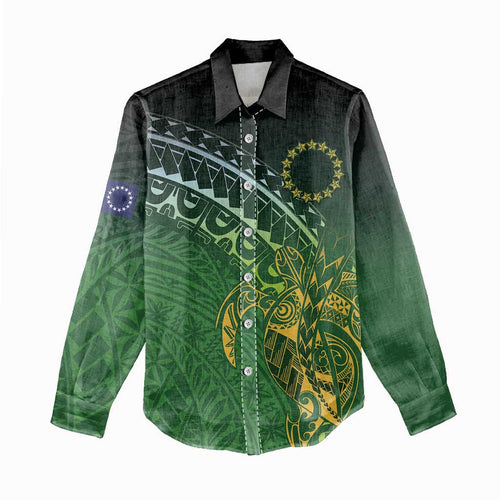 Cook Islands Rugby Kuki Avaiki Women Casual Shirt Tribal Turtle - Aussie Hoodie