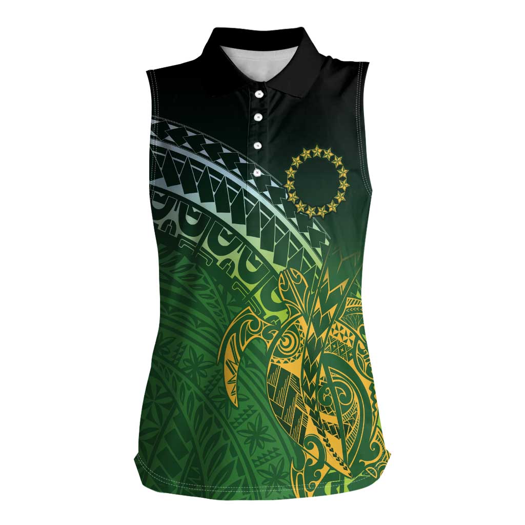 Cook Islands Rugby Kuki Avaiki Women Sleeveless Polo Shirt Tribal Turtle - Aussie Hoodie