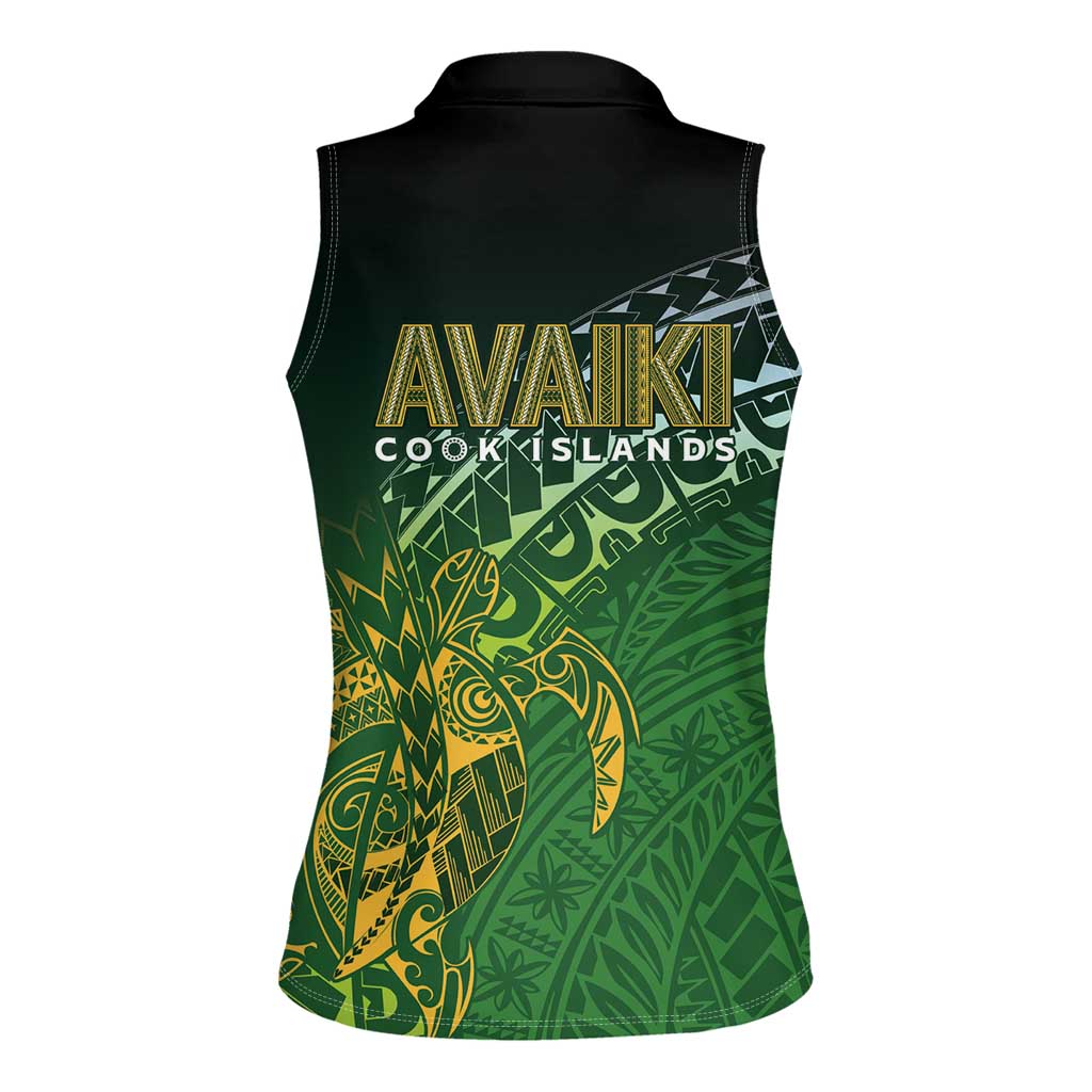 Cook Islands Rugby Kuki Avaiki Women Sleeveless Polo Shirt Tribal Turtle - Aussie Hoodie