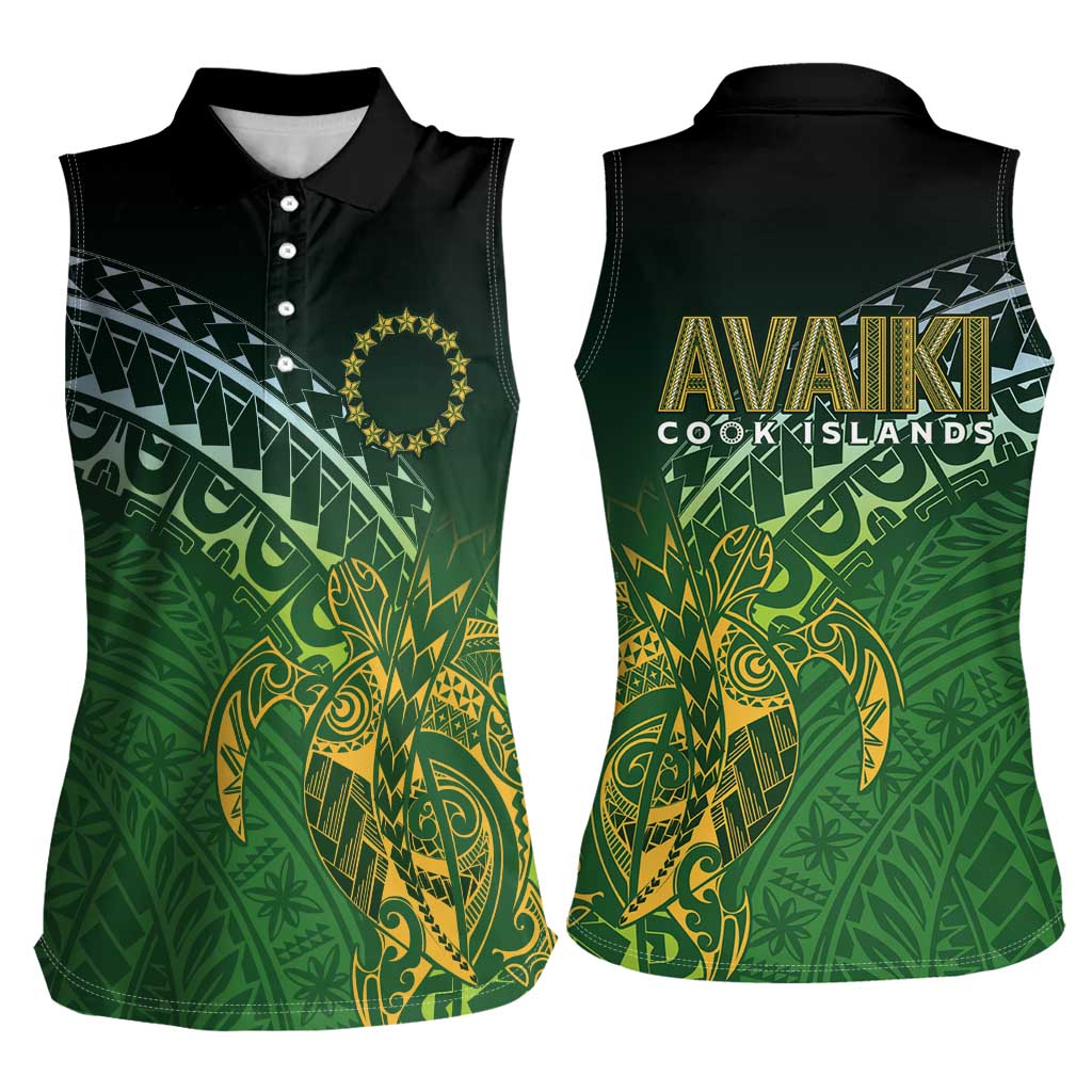 Cook Islands Rugby Kuki Avaiki Women Sleeveless Polo Shirt Tribal Turtle - Aussie Hoodie