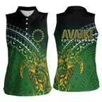 Cook Islands Rugby Kuki Avaiki Women Sleeveless Polo Shirt Tribal Turtle - Aussie Hoodie