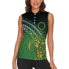 Cook Islands Rugby Kuki Avaiki Women Sleeveless Polo Shirt Tribal Turtle - Aussie Hoodie