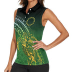 Cook Islands Rugby Kuki Avaiki Women Sleeveless Polo Shirt Tribal Turtle - Aussie Hoodie