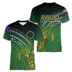 Cook Islands Rugby Kuki Avaiki Women V-Neck T-Shirt Tribal Turtle - Aussie Hoodie