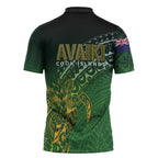 Cook Islands Rugby Kuki Avaiki Zipper Polo Shirt Tribal Turtle - Aussie Hoodie