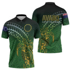 Cook Islands Rugby Kuki Avaiki Zipper Polo Shirt Tribal Turtle - Aussie Hoodie