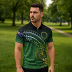 Cook Islands Rugby Kuki Avaiki Zipper Polo Shirt Tribal Turtle - Aussie Hoodie