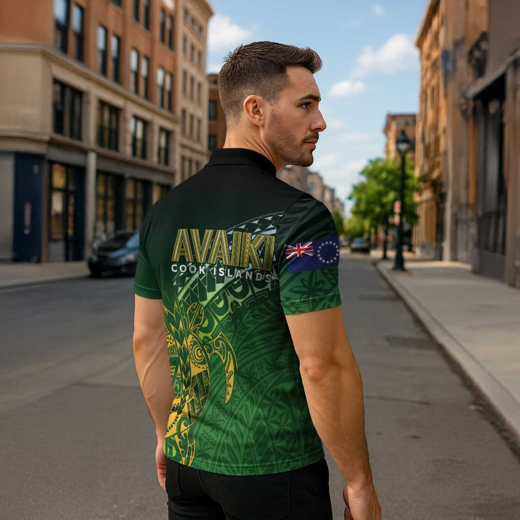 Cook Islands Rugby Kuki Avaiki Zipper Polo Shirt Tribal Turtle - Aussie Hoodie