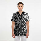 Maori Taniko Patterns Scrub Top Black Patiki Motifs Mix Whakairo Ngaru - Aussie Hoodie