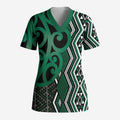 Maori Taniko Patterns Scrub Top Pounamu Patiki Motifs Mix Whakairo Ngaru - Aussie Hoodie