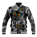 Aotearoa Takatapui Pride Baseball Jacket Rainbow Butterfly - Free To Love