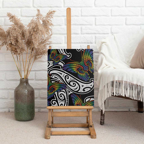Aotearoa Takatapui Pride Canvas Wall Art Rainbow Butterfly - Free To Love