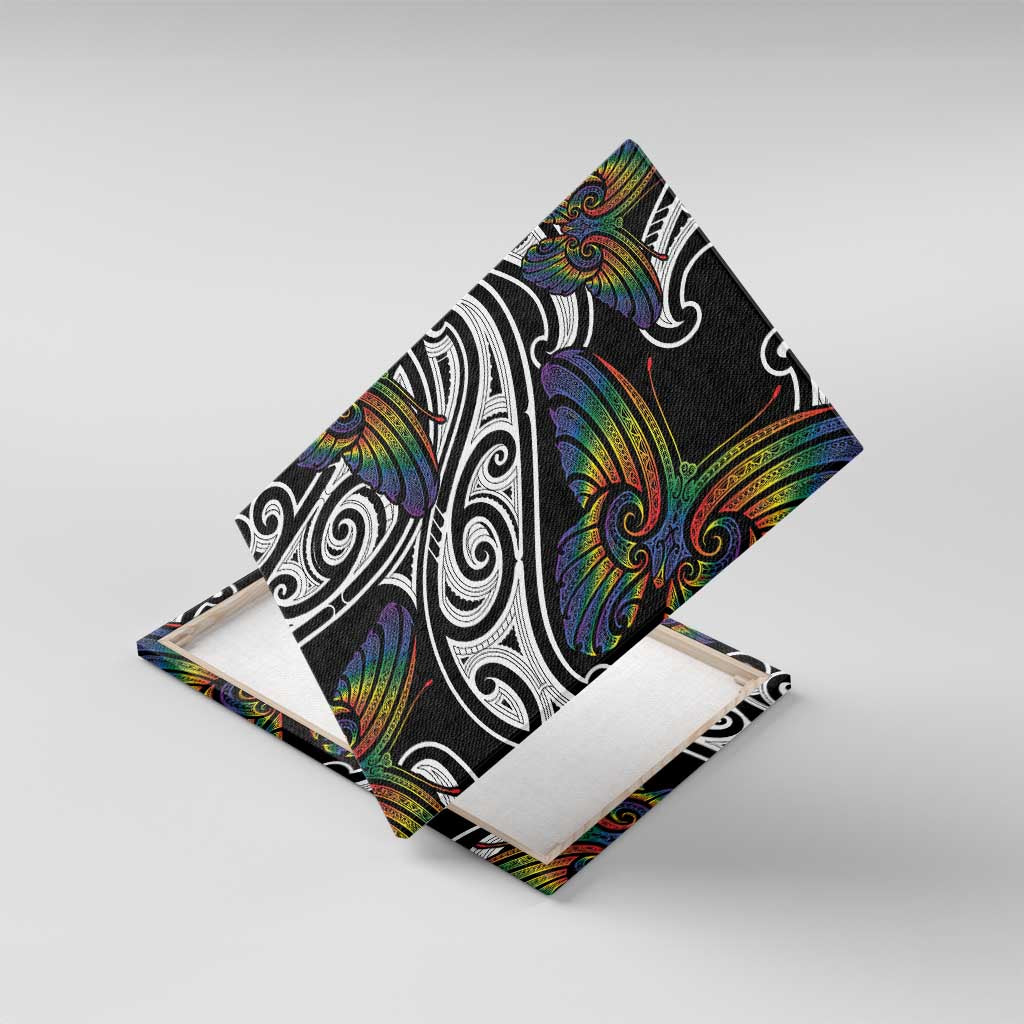 Aotearoa Takatapui Pride Canvas Wall Art Rainbow Butterfly - Free To Love