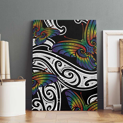 Aotearoa Takatapui Pride Canvas Wall Art Rainbow Butterfly - Free To Love