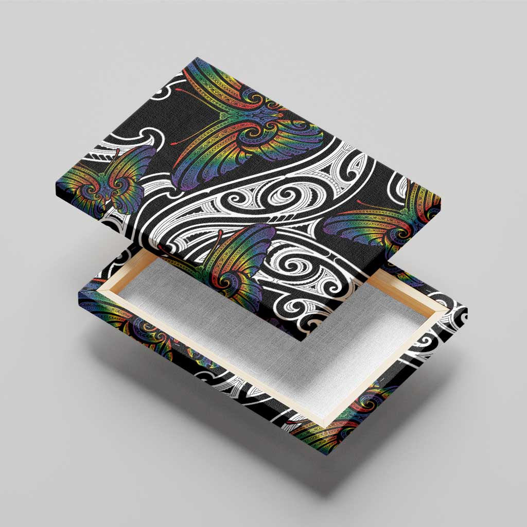 Aotearoa Takatapui Pride Canvas Wall Art Rainbow Butterfly - Free To Love