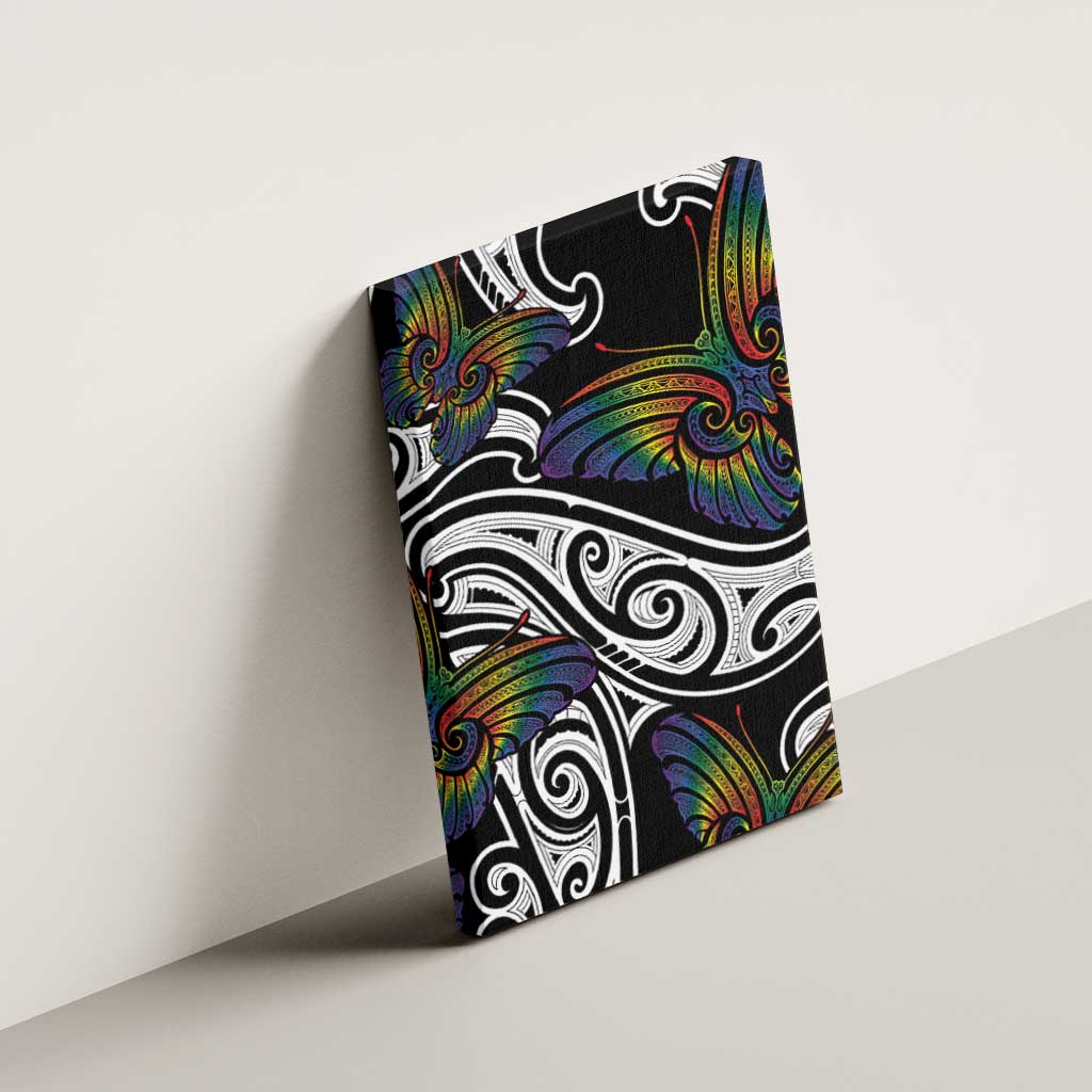 Aotearoa Takatapui Pride Canvas Wall Art Rainbow Butterfly - Free To Love