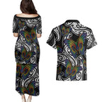 Aotearoa Takatapui Pride Couples Matching Puletasi and Hawaiian Shirt Rainbow Butterfly - Free To Love