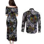 Aotearoa Takatapui Pride Couples Matching Puletasi and Long Sleeve Button Shirt Rainbow Butterfly - Free To Love