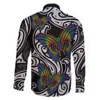 Aotearoa Takatapui Pride Family Matching Off Shoulder Maxi Dress and Hawaiian Shirt Rainbow Butterfly - Free To Love