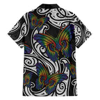 Aotearoa Takatapui Pride Family Matching Short Sleeve Bodycon Dress and Hawaiian Shirt Rainbow Butterfly - Free To Love