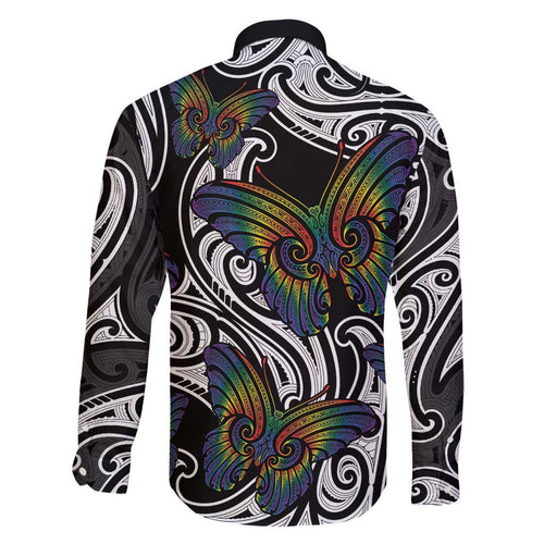 Aotearoa Takatapui Pride Family Matching Summer Maxi Dress and Hawaiian Shirt Rainbow Butterfly - Free To Love