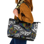 Aotearoa Takatapui Pride Leather Tote Bag Rainbow Butterfly - Free To Love