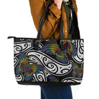 Aotearoa Takatapui Pride Leather Tote Bag Rainbow Butterfly - Free To Love