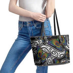 Aotearoa Takatapui Pride Leather Tote Bag Rainbow Butterfly - Free To Love