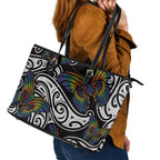 Aotearoa Takatapui Pride Leather Tote Bag Rainbow Butterfly - Free To Love