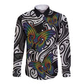 Aotearoa Takatapui Pride Long Sleeve Button Shirt Rainbow Butterfly - Free To Love