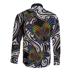 Aotearoa Takatapui Pride Long Sleeve Button Shirt Rainbow Butterfly - Free To Love