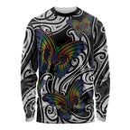 Aotearoa Takatapui Pride Long Sleeve Shirt Rainbow Butterfly - Free To Love