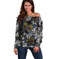 Aotearoa Takatapui Pride Off Shoulder Sweater Rainbow Butterfly - Free To Love