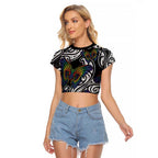 Aotearoa Takatapui Pride Raglan Cropped T Shirt Rainbow Butterfly - Free To Love