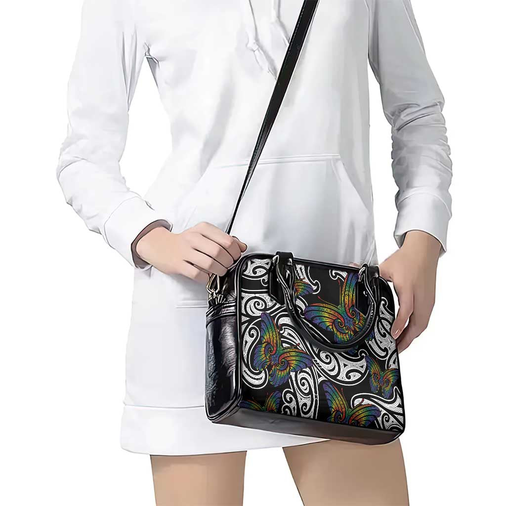 Aotearoa Takatapui Pride Shoulder Handbag Rainbow Butterfly - Free To Love