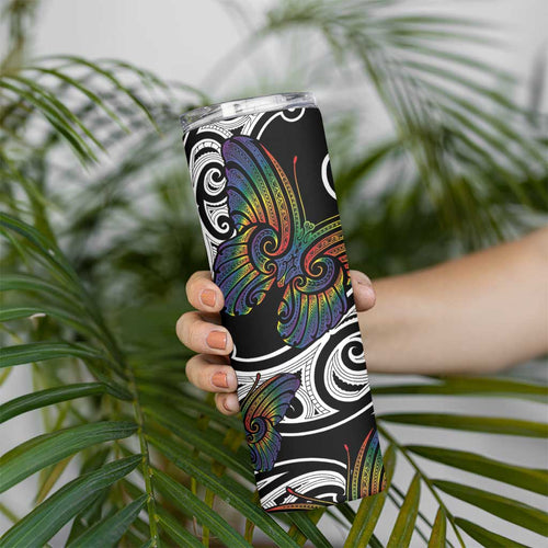 Aotearoa Takatapui Pride Skinny Tumbler Rainbow Butterfly - Free To Love