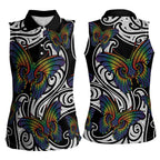 Aotearoa Takatapui Pride Women Sleeveless Polo Shirt Rainbow Butterfly - Free To Love