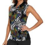 Aotearoa Takatapui Pride Women Sleeveless Polo Shirt Rainbow Butterfly - Free To Love
