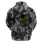 Aotearoa Takatapui Pride Zip Hoodie Rainbow Butterfly - Free To Love