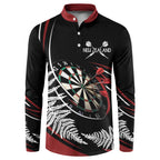 New Zealand Darts Personalised Button Sweatshirt Silver Fern Dynamic