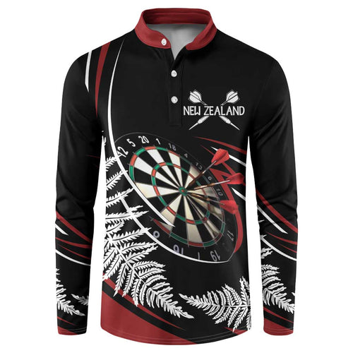 New Zealand Darts Personalised Button Sweatshirt Silver Fern Dynamic