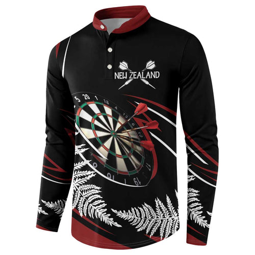 New Zealand Darts Personalised Button Sweatshirt Silver Fern Dynamic